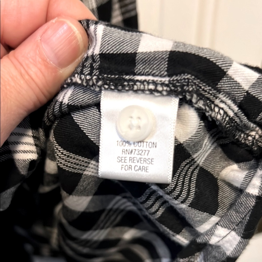 CROFT & BARROW 🖤100% COTTON BLACK & WHITE PLAID CHECK BUTTON-DOWN TOP Women’s 1X - Picture 7 of 7